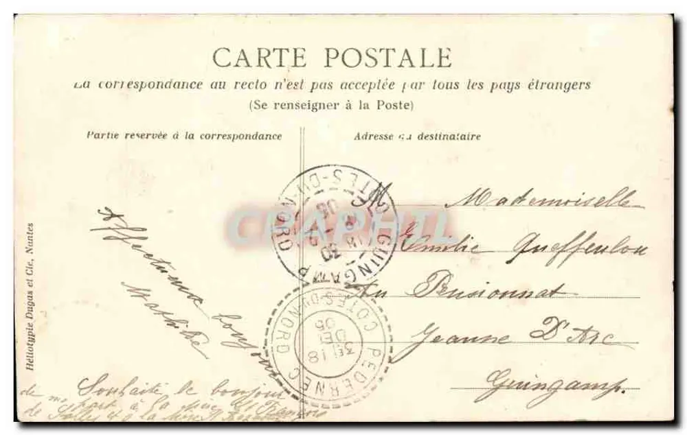 Guten Jahresbeginn — Blumendekorationen und Porträts — Heliotypie Dugas et Cie, Nantes - Rückseite