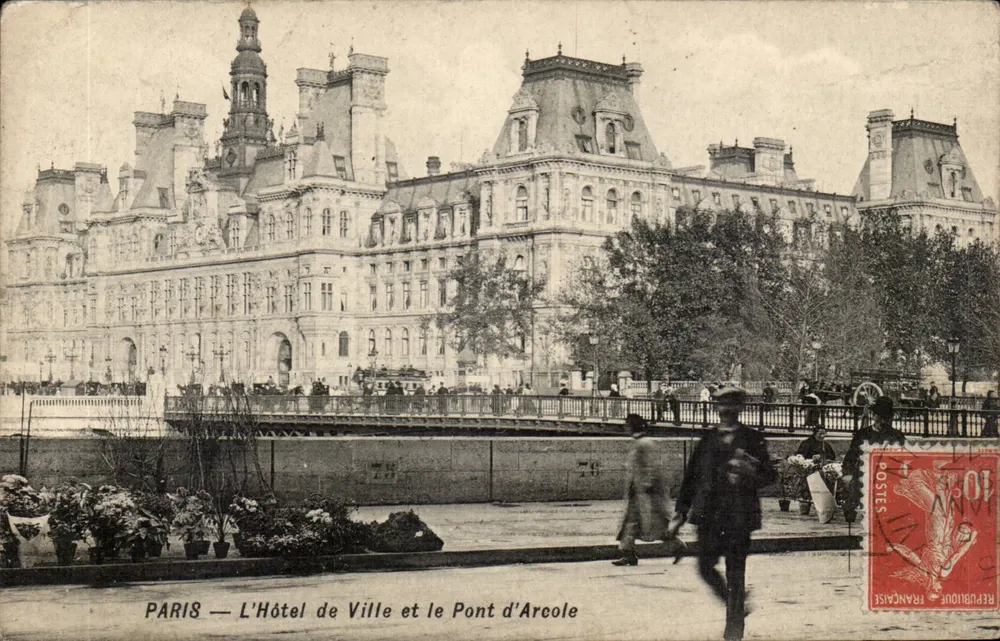 PARIS — Das Rathaus und der Pont d'Arcole — Verlag unbekannt - Vorderseite