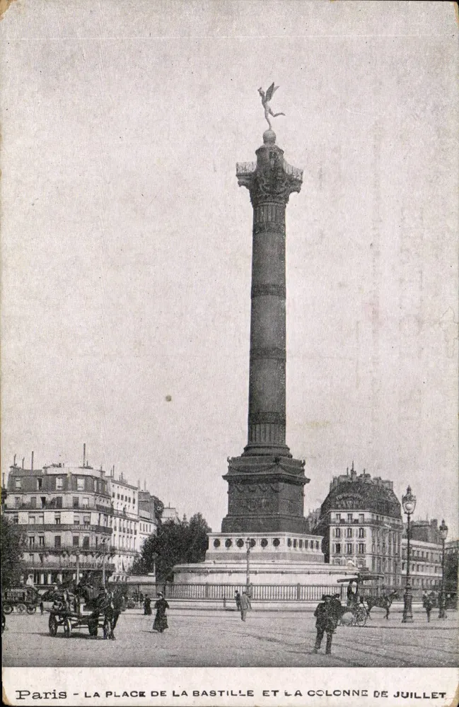 Paris - A Praça da Bastilha e a Coluna de Julho — editor não identificado, número de série não visível - Frente