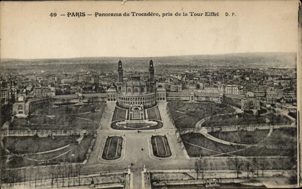 Paris — Panorama des Trocadéro, aufgenommen von der Eiffelturm — D.P. - Vorderseite