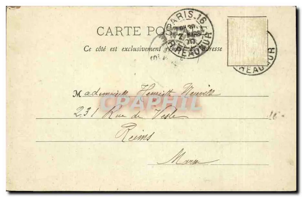 Paris - O Panteão — vista da praça com fonte e edifícios — A. Trolle, Paris - Verso
