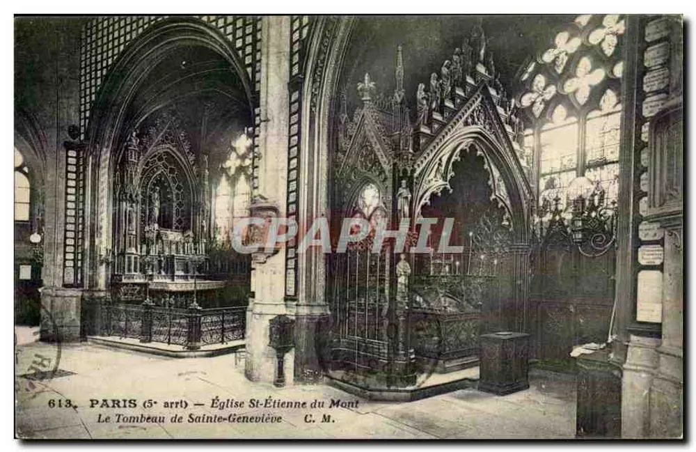 Paris (5. Arrondissement) — Kirche St-Étienne du Mont — Das Grab der hl. Geneviève — C. M. - Vorderseite