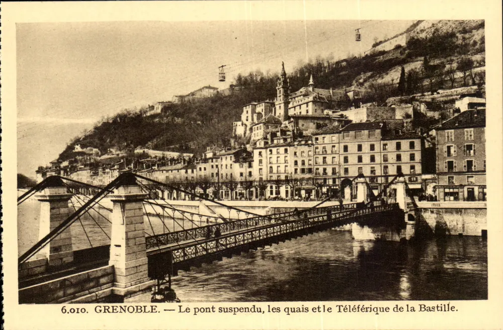Grenoble — Der Hängebrücke, die Ufer und der Seilbahn der Bastille — Verlag A. Mipos - Vorderseite