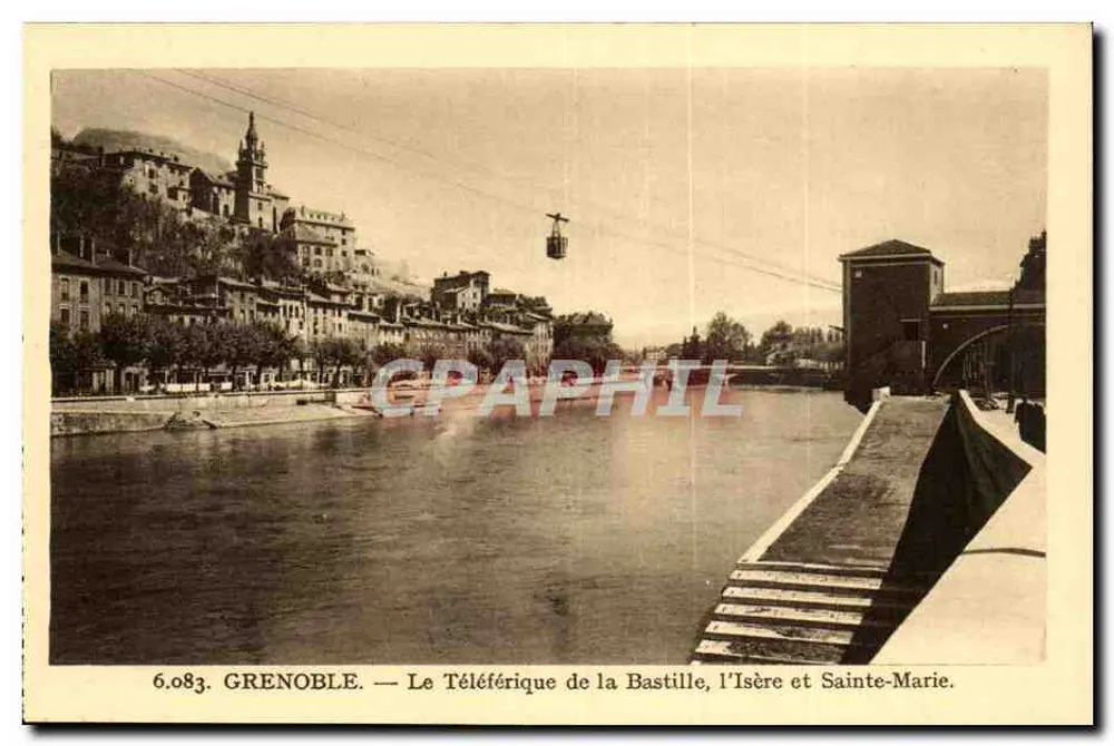 Grenoble — Der Téléférique de la Bastille, die Isère und Sainte-Marie — Serie 6.083 - Vorderseite