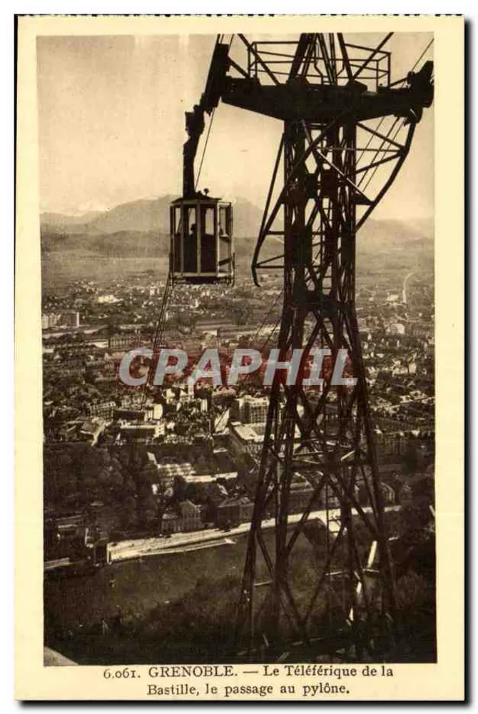 Grenoble — Der Teleféric de la Bastille, der Durchgang am Pylon — Verlag 'Paysages des Alpes' in Grenoble - Vorderseite