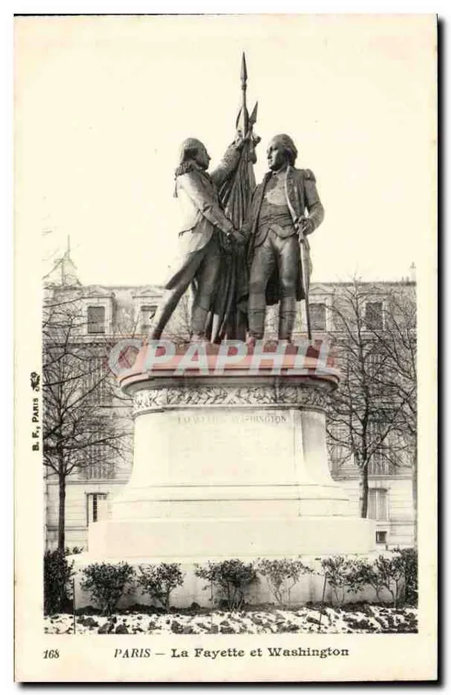 PARIS — La Fayette e Washington — B. F., Paris, n° 168 - Frente