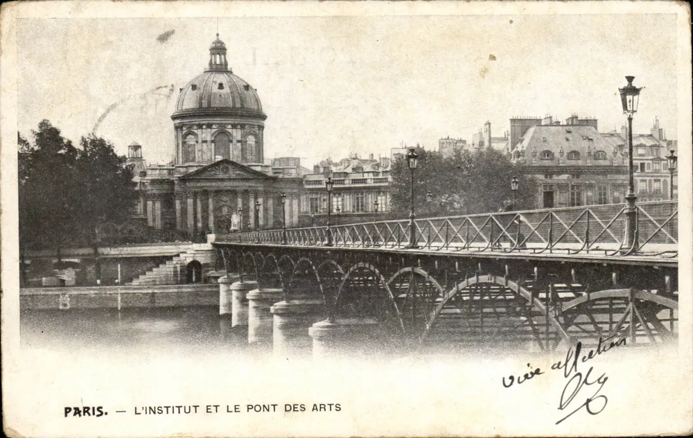 Paris — L'Institut e o Ponte dos Artes — editor não visível - Frente
