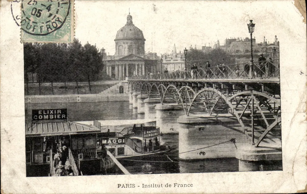 Paris - Instituto da França — vista do ponte e dos barcos sobre a Sena — editor desconhecido - Frente