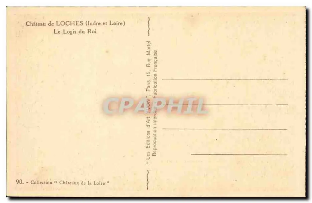 Castelo de Loches — O Logis do Rei — Éditions d'Art Avon - Verso
