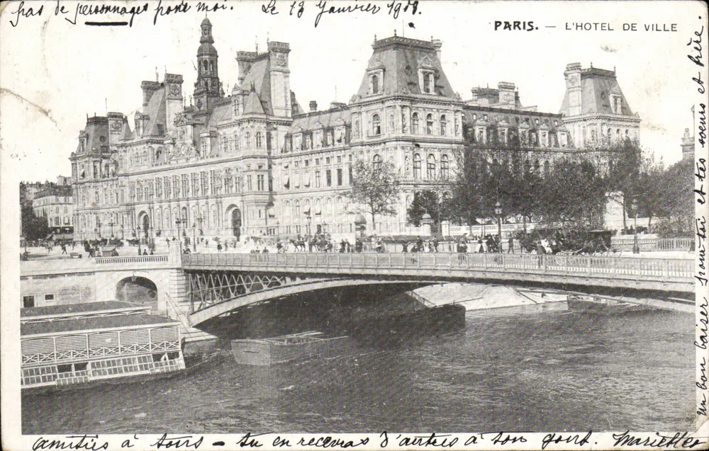Parigi — L'Hotel de Ville — vista dal ponte dell'Isola de la Cité - Recto