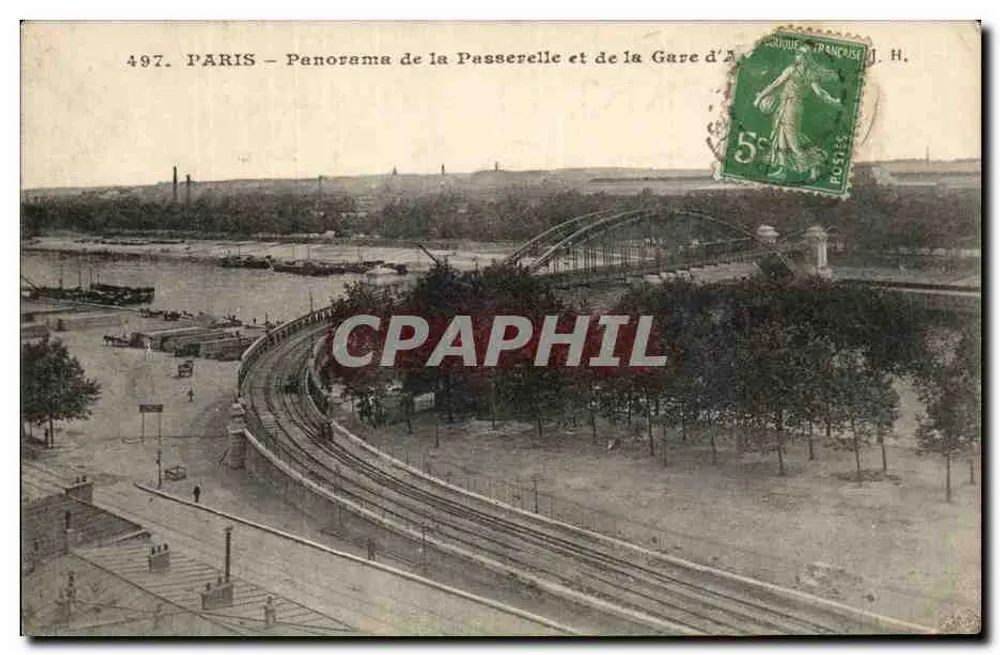 PARIS — Panorama de la Pasarela y de la Estación de Arthès — J. H. n°497 - Anverso