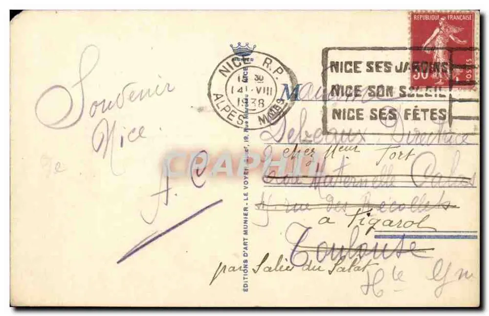 Nice -- Die Ponchettes, das Schloss und der Mont-Boron — Art Editions Munier, Nr. 13 - Rückseite