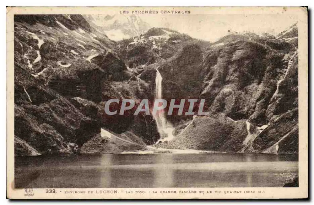 Umgebung von Luchon — Lac d'Oo, die Grande Cascade und der Pic Quainat (3082 m.) — Édition Pyrénées-Océane, Toulouse - Vorderseite