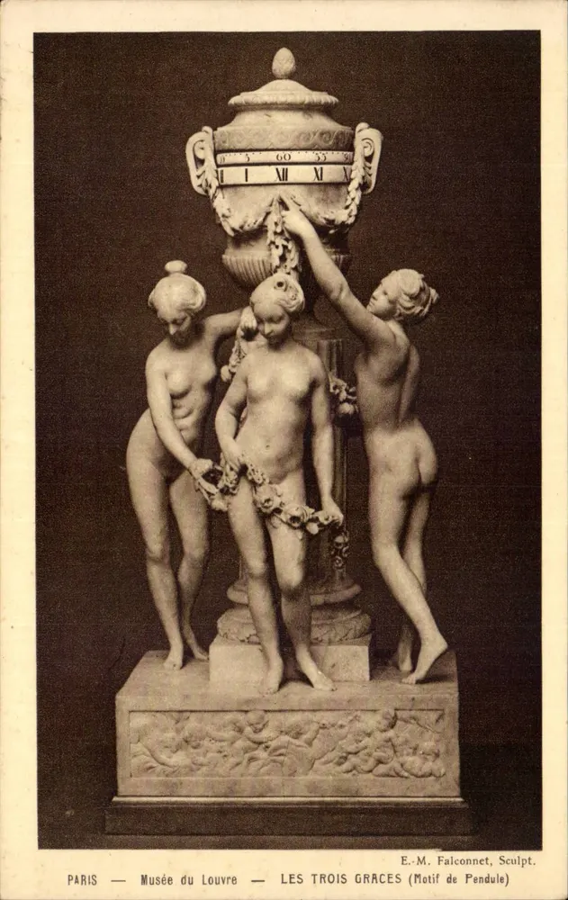 Paris — Louvre-Museum — Die Drei Grazien (Schwingungsmotiv) — E.-M. Falconnet, Bildhauer - Vorderseite