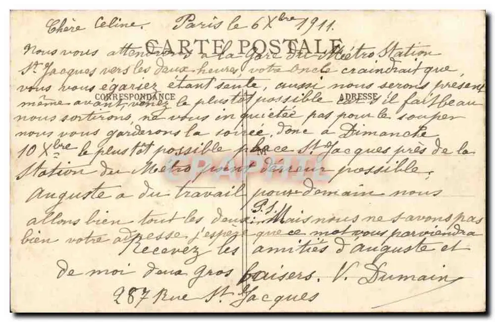Paris — Igreja de São Eustáquio — Editor desconhecido, n° 165 - Verso