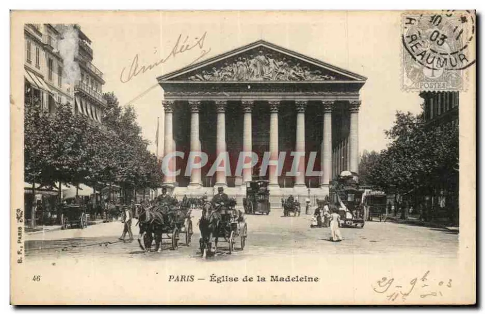 PARIS — Igreja da Madeleine — B. F. PARIS, n°46 - Frente