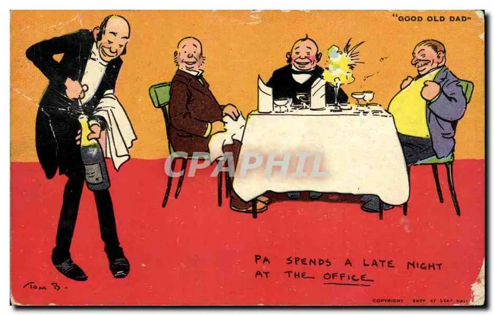 Pa Spends a Late Night at the Office — Good Old Dad — Davidson Bros. London, Serie 3998 - Vorderseite