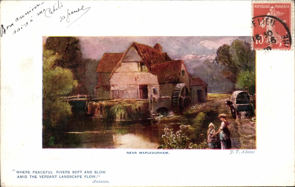 Moinho perto de Mapledurham — vista pitoresca — F. T. Adams, série 9737, Tuck's Post Card - Frente