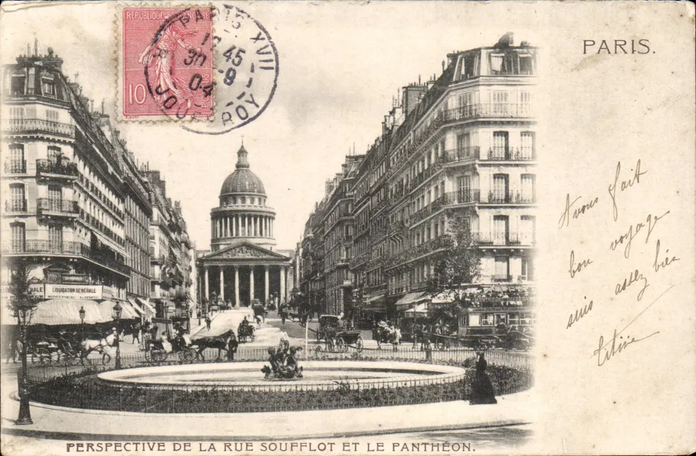 Perspective de la rue Soufflot et le Panthéon — éditeur : 'Liquidaion Générale' (imprimé en bas) — n° de série non visible - Vorderseite