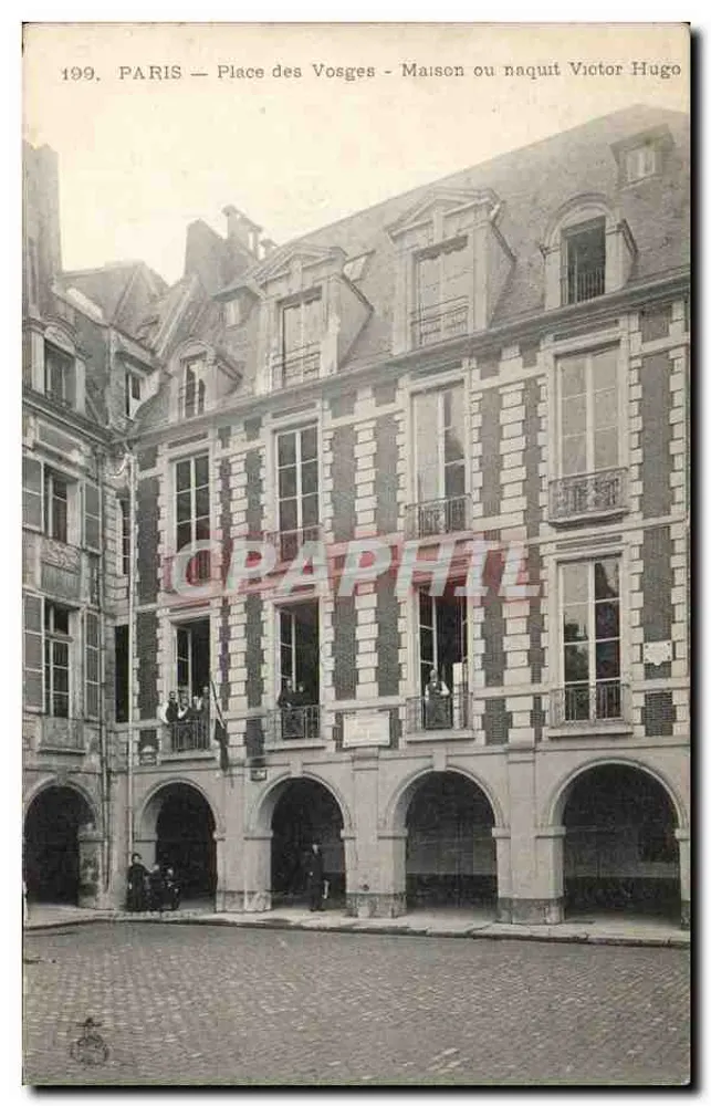 Paris — Place des Vosges — Haus, in dem Victor Hugo geboren wurde — n° 199 - Vorderseite