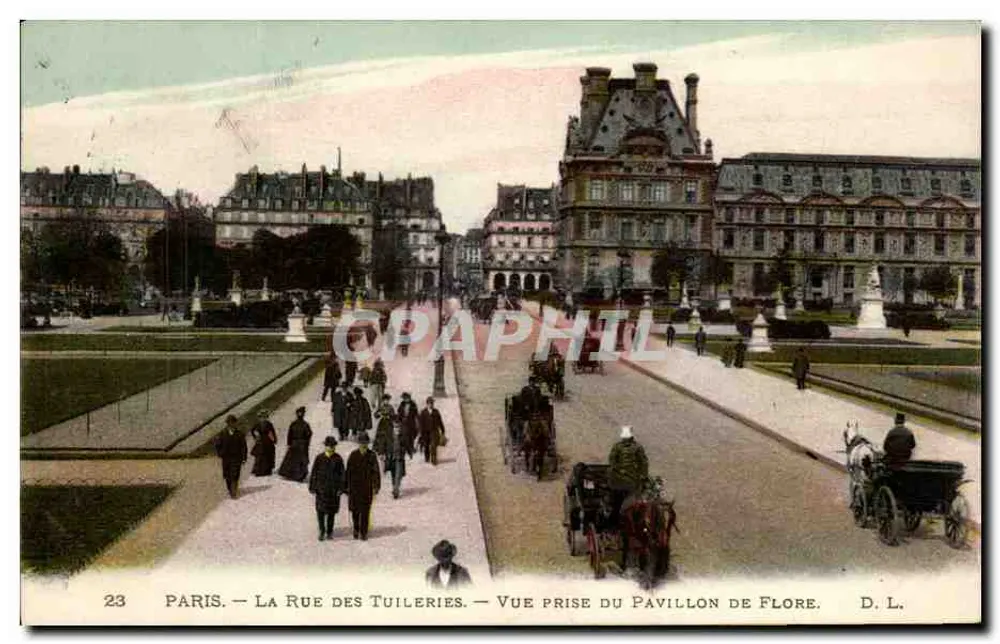 Paris — La Rue des Tuileries — Ansicht vom Pavillon de Flore - Vorderseite