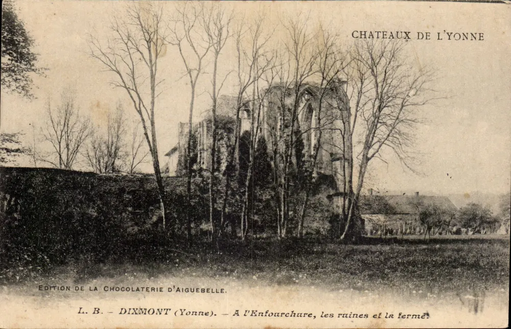 L'Enfourchare, Ruinen und die Farm — Schlösser der Yonne — Ausgabe der Chocolaterie d'Aiguebelle - Vorderseite