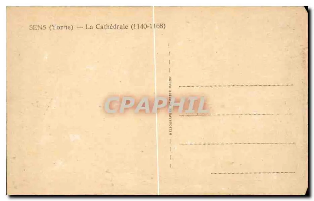 Sens (Yonne) — A Catedral (1140-1168) — Héliogravure Cambier Maçon - Verso