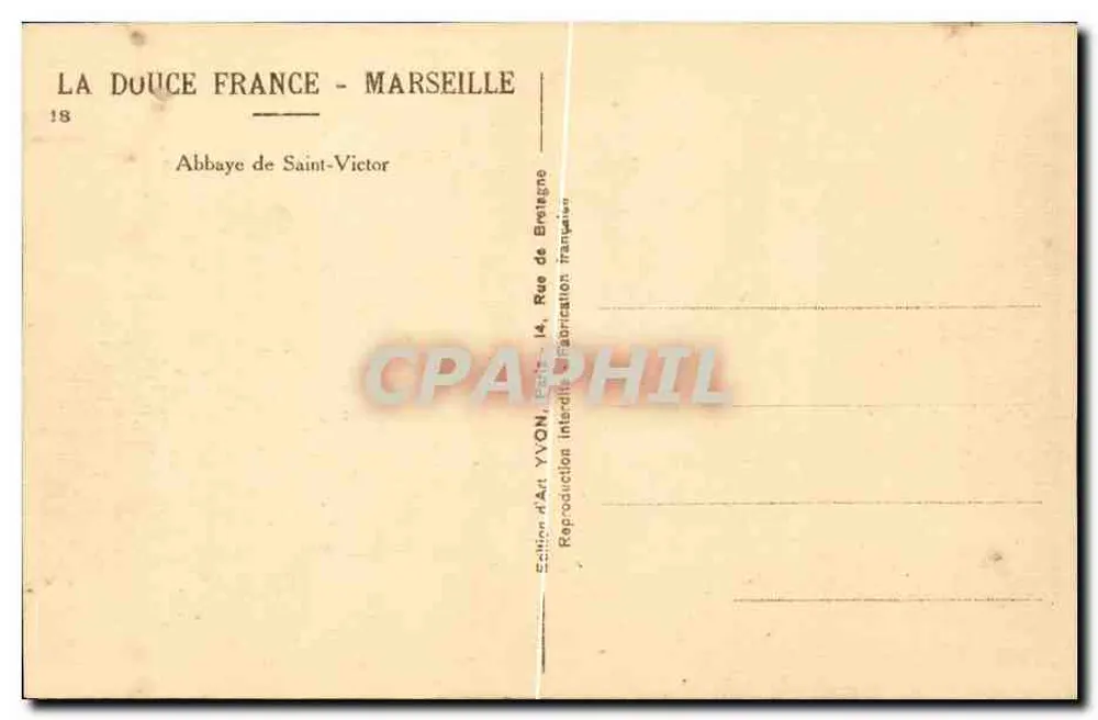 Abdij van Sint-Victor — Marseille — Uitgave Yvon - Achterkant
