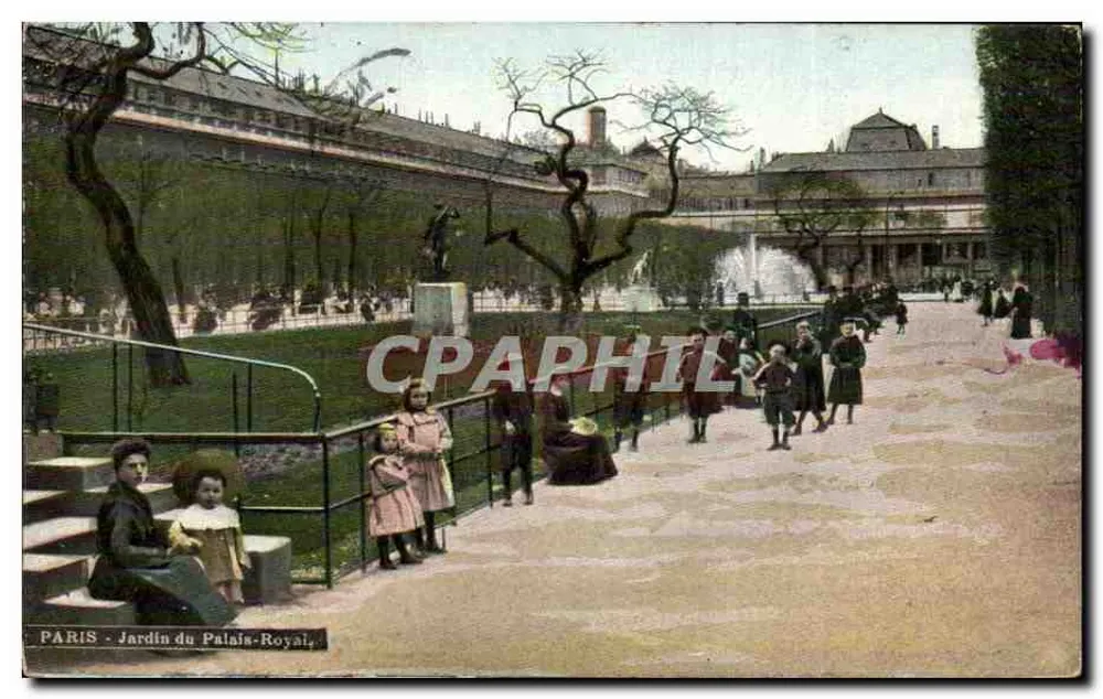 PARIS - Jardin du Palais-Royal — vue animée avec fontaine et statue — éditeur Agota-Photo L.Y. & Co - Recto