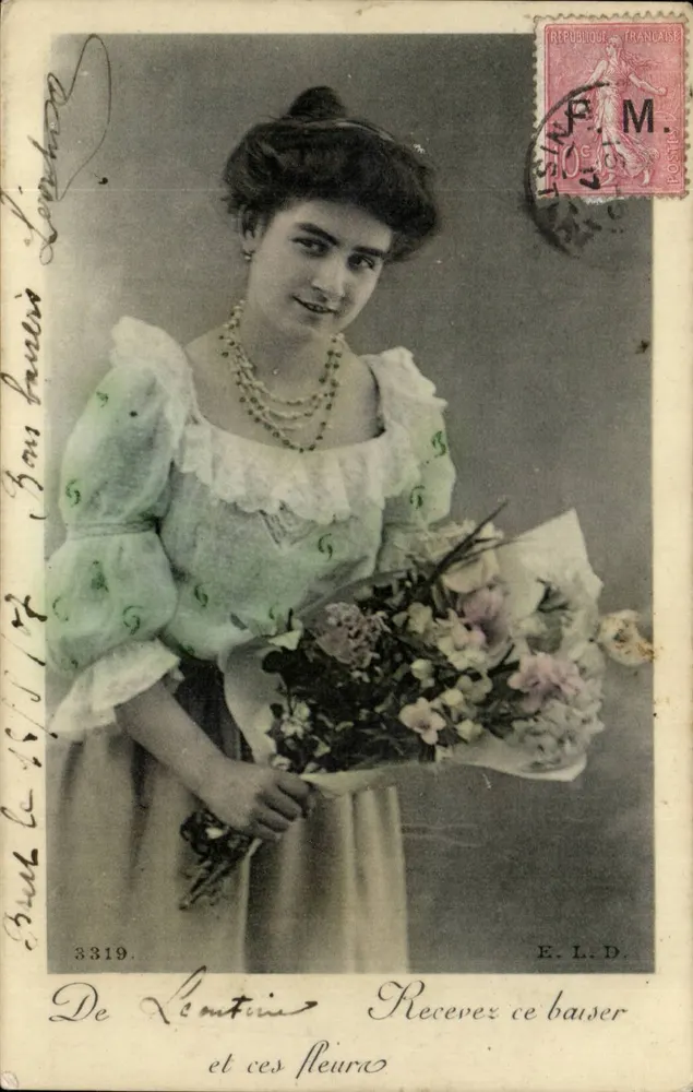 Frau mit Blumenbouquet — E.L.D. — n°3319 - Vorderseite