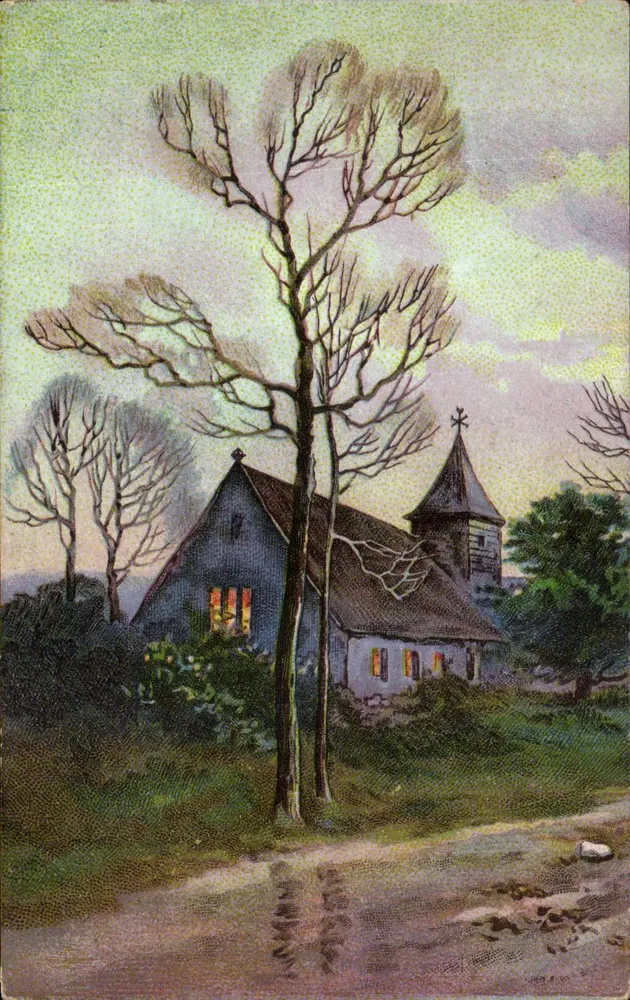 Chiesa di campagna — scena invernale — editore AR, n° 1903-2 - Recto