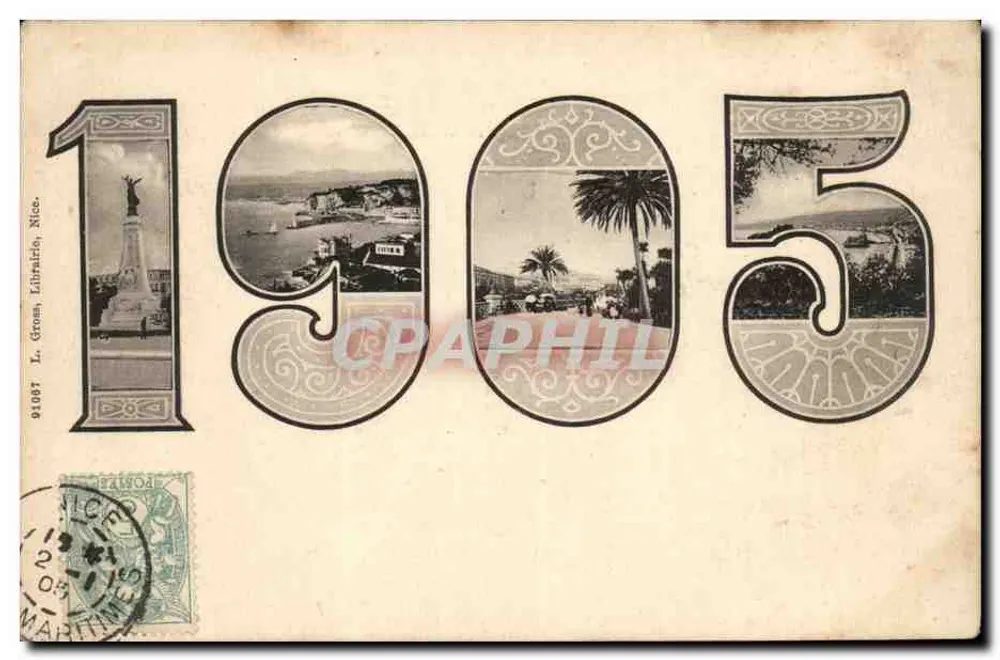 NICE — Vista da cidade e do porto — L. Grom, Livraria, Nice, n° 91087 - Frente