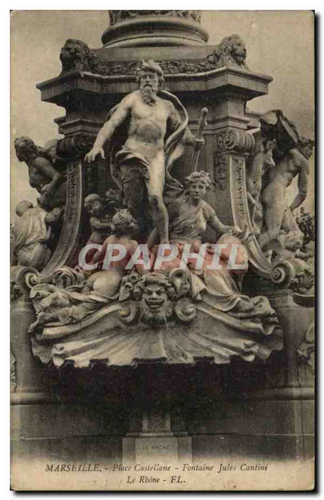 Marseille - Place Castriane - Fontaine Jules Cantini - Der Rhône - Vorderseite