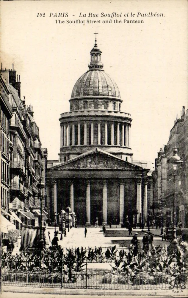 Paris - Ansicht der Rue Soufflot und des Panthéons — Imp. « L'Abéille » Paris - Vorderseite