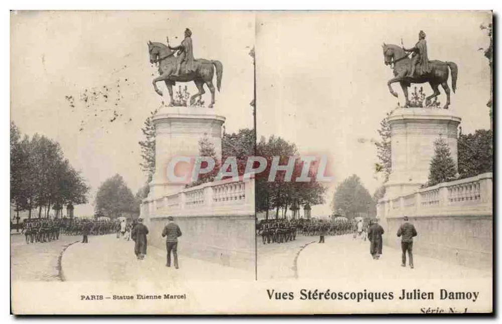 Paris — Statue Étienne Marcel — Stereoskopische Ansichten Julien Damoy, Serie N° 1 - Vorderseite