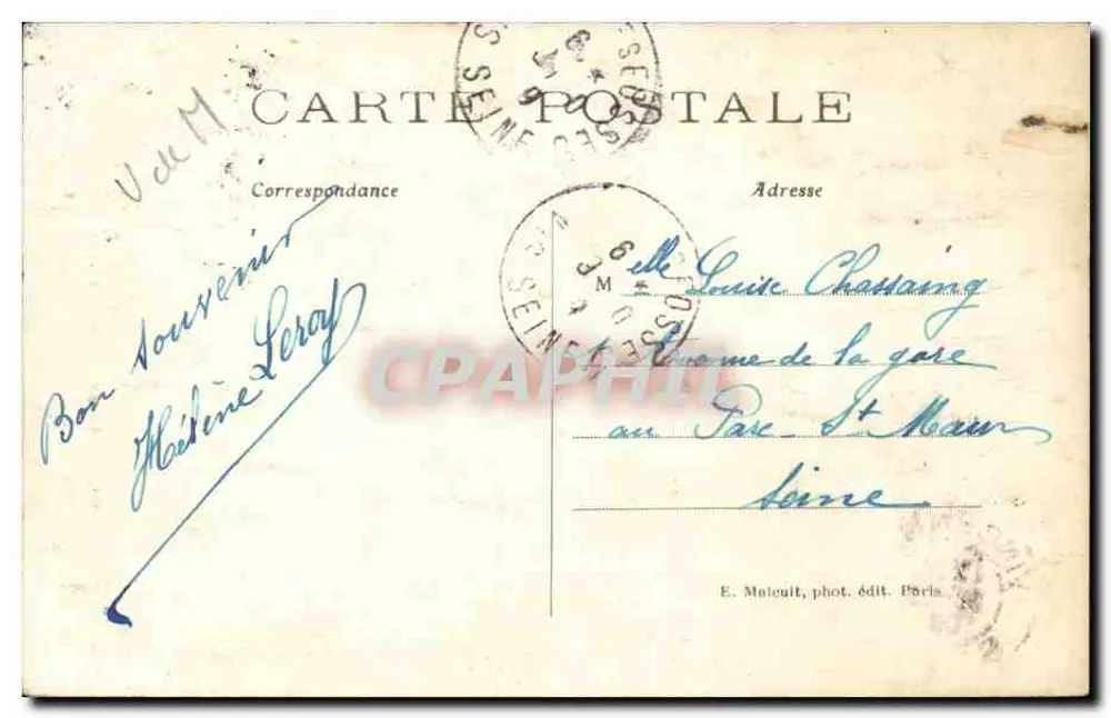 Bois de Vincennes — Rio do Lago de St-Mandé — E. M. - Verso
