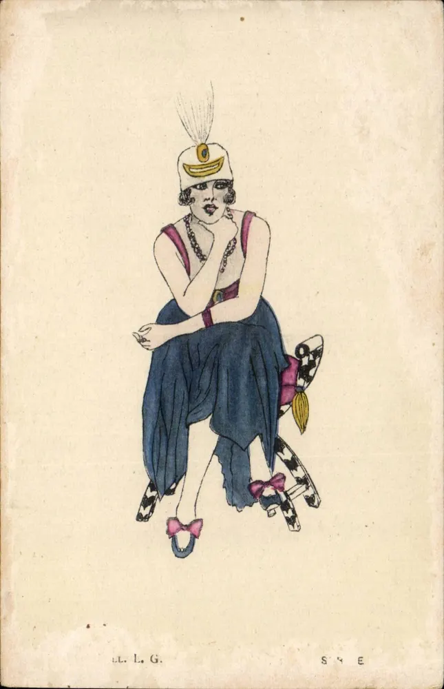 Elegante Frau in Abendkleidung — Illustration — Verleger Galduni, Paris, Nr. S 4 E - Vorderseite