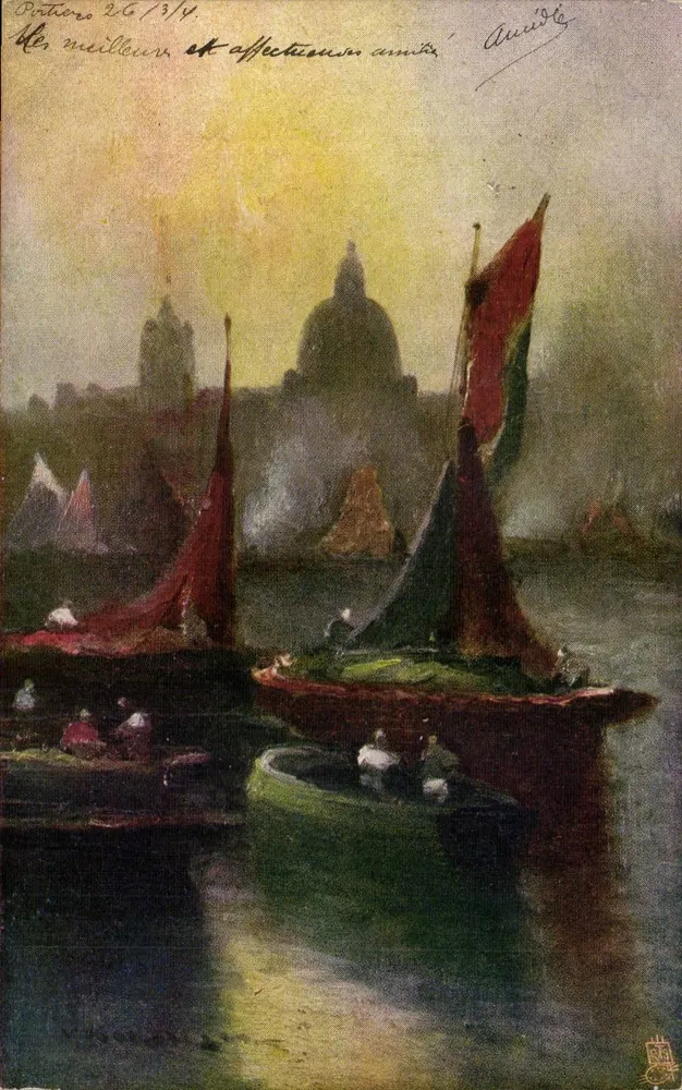 Ansichten von Paris — Boote auf der Seine — Verlag Raphael Tuck & Fils, Serie 290 - Vorderseite