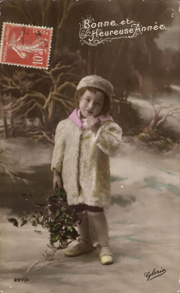 Kind in Winterkleidung — Frohe und Glänzende Jahreszeit — Gloria, n° 225/5 - Vorderseite