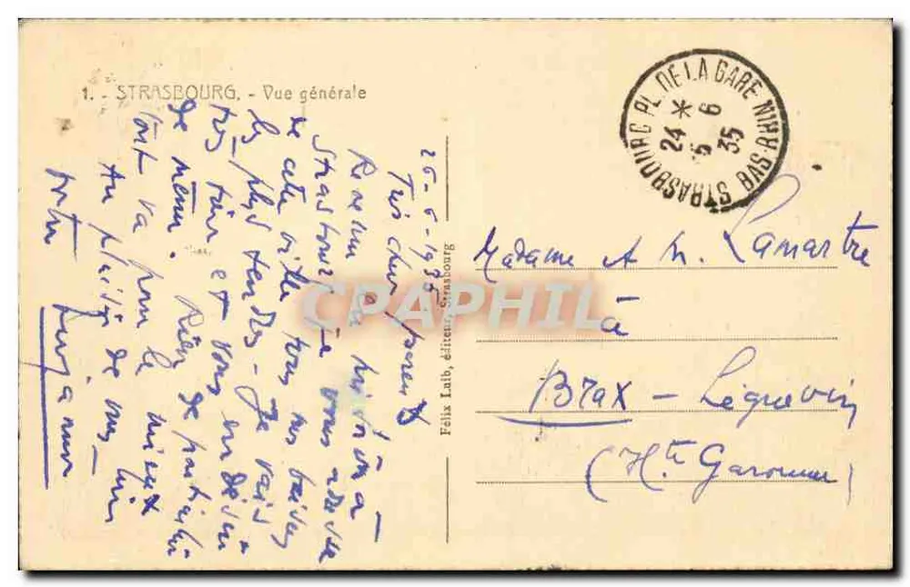 Strasbourg - Vista geral — Félix Labb, editor Strasbourg, n°1 - Verso