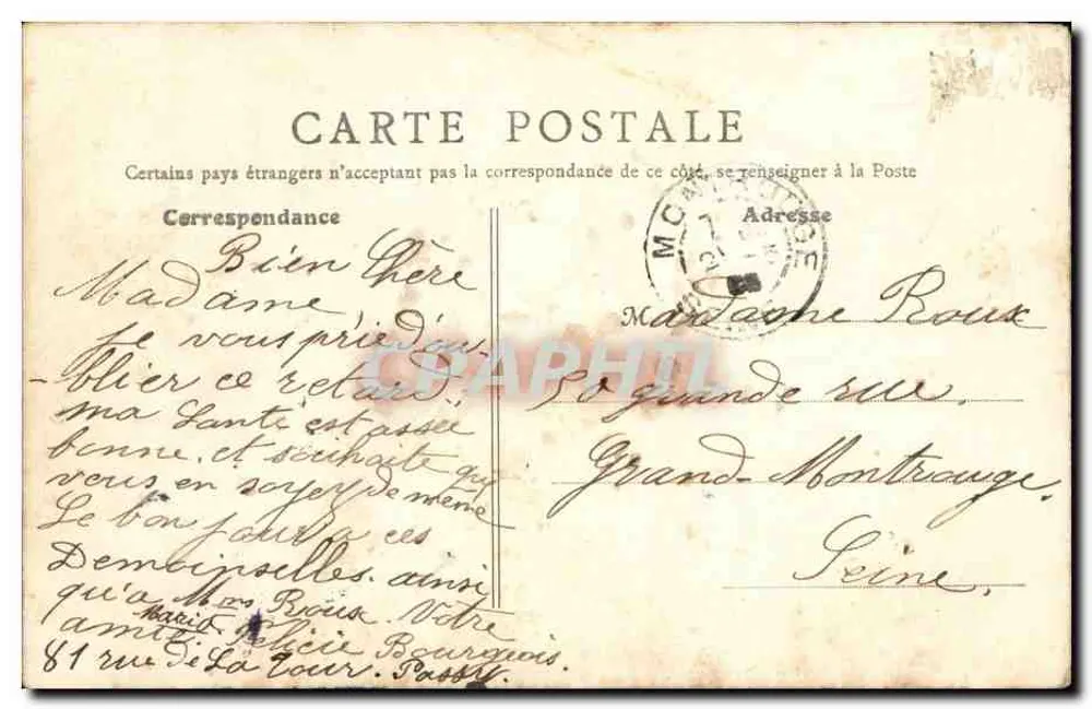 Tour de Passy, rue de la Tour — Paris — E.R. Paris, n°7 - Rückseite