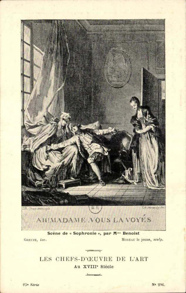 Szene aus « Sophronie » — von Madame Benoist, gestochen von Moreau le Jeune — Serie 25, Nr. 296 - Vorderseite