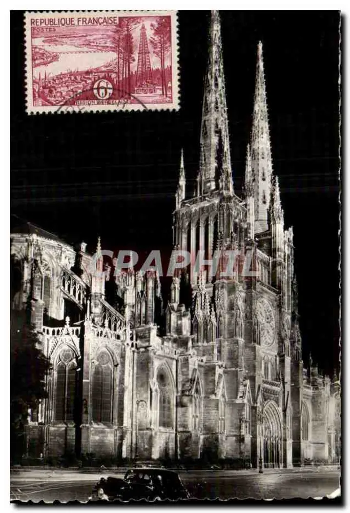 Kathedrale Saint-André von Bordeaux — Nacht — Ausgabe BLOC Frères - Vorderseite