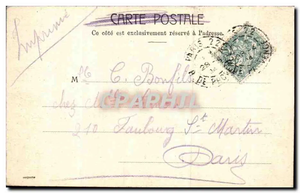 Paris - Palácio da Justiça — editor não identificado, n° de série 5056 - Verso