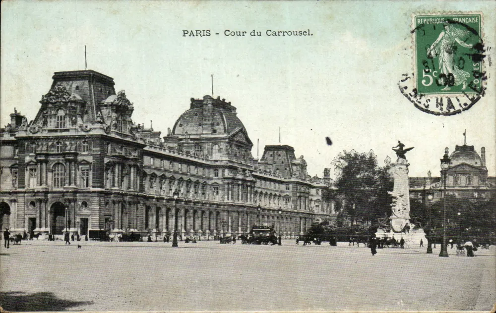 Paris - Cour du Carrousel — vista do Palácio do Louvre — editor desconhecido, número de série não visível - Frente