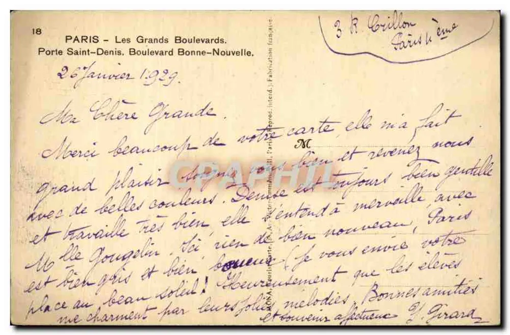 Paris - Les Grands Boulevards — Porte Saint-Denis, Boulevard Bonne-Nouvelle — Mona - Rückseite