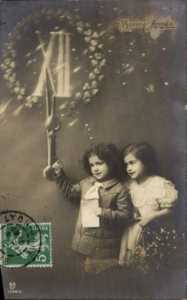 Zwei Kinder — Neujahr — Verlag Lyon, n° 1348/3 - Vorderseite