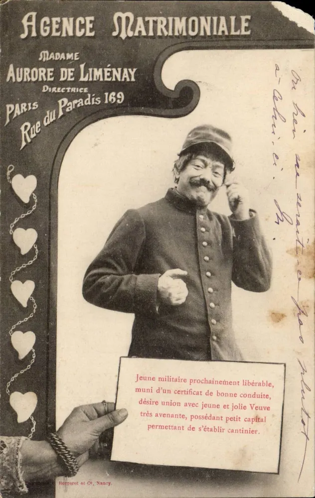 Jungsoldat — Vermittlungsagentur Madame Aurore de Liménay — Berneret & Cie, Nancy - Vorderseite
