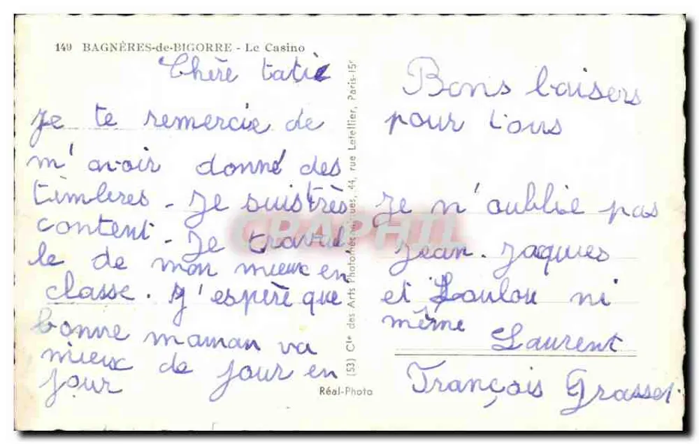 Bagnères-de-Bigorre — O Casino — Réal-Photo, n°149 - Verso