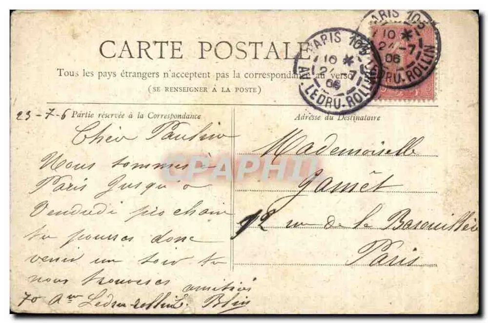 Paris — Le Panthéon — Collection Petit Journal - Verso
